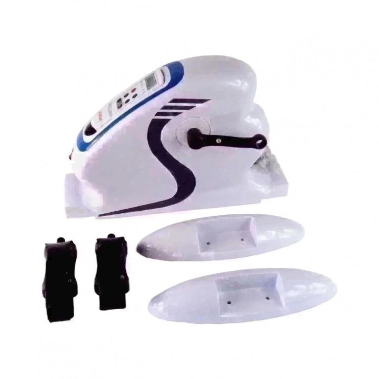 A Mini Bike Elétrica, é um equipamento prático no qual você pode pedalar sentado em uma cadeira ou em um sofá.
<br>Possui visor de LCD que indica tempo em contagem regressiva, velocidade, distancia e calorias perdidas. Utilizado para exercitar e reabilitar braços e pernas. O computador monitora o tempo, pedaladas e calorias do seu treino/exercício para mantê-lo motivado.
<br>Para exercitar seus braços, posicione o aparelho sobre uma mesa e opere com as mãos. As bases de apoio contem antiderrapantes que evitam escorregamento e as tiras mantem seus pés firmemente no lugar sobre os pedais.
<br>
<br>Compacto e leve, facilita o transporte e a armazenagem. 
<br>Pode ser transportado facilmente e ocupa pouco espaço.
<br>
<br>110v - 50HZ
<br>
<br>Funções:
<br>Contador regressivo de 01 a 15 minutos;
<br>12 niveis de velocidades;
<br>Possui rotação reversa;
<br>Calcula distancia percorrida;
<br>Calcula calorias consumidas.
<br>
<br>APLICAÇÕES: Utilizado para exercitar e reabilitar braços e pernas.
<br>
<br>EMBALAGEM CAIXA:
<br>- Contém uma Mini-Bike
<br>- Peso: 7 Kg
<br>- Altura: 19 cm
<br>- Largura: 50 cm
<br>- Comprimento: 9 cm
