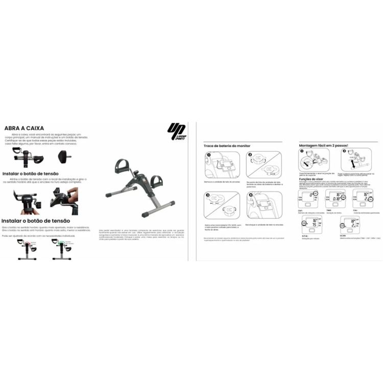 ESPECIFICAÇÕES:<br>- É um equipamento prático, no qual você pode pedalar sentado em uma cadeira ou em um sofá;<br>- Maneira suave de exercício de baixo impacto;<br>- Possui regulagem de força com botão ajustável de tensão, permite variar a intensidade do treino; <br>- Pode ser transportado facilmente e ocupa pouco espaço.<br><br>APLICAÇÕES: Utilizado para exercitar e reabilitar braços e pernas.<br><br><br>EMBALAGEM CAIXA:<br>- Contém uma Mini-Bike<br>- Peso: 3 Kg<br>- Altura: 19 cm<br>- Largura: 50 cm<br>- Comprimento: 9 cm